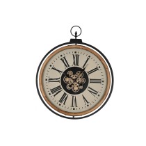 Horloge Murale Home ESPRIT Noir Beige Doré Naturel Métal Bois de pin 74 x 9 x 91 cm