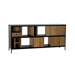 Buffet DKD Home Decor Alvin Noir Naturel Fer Frêne 160 x 40 x 75 cm