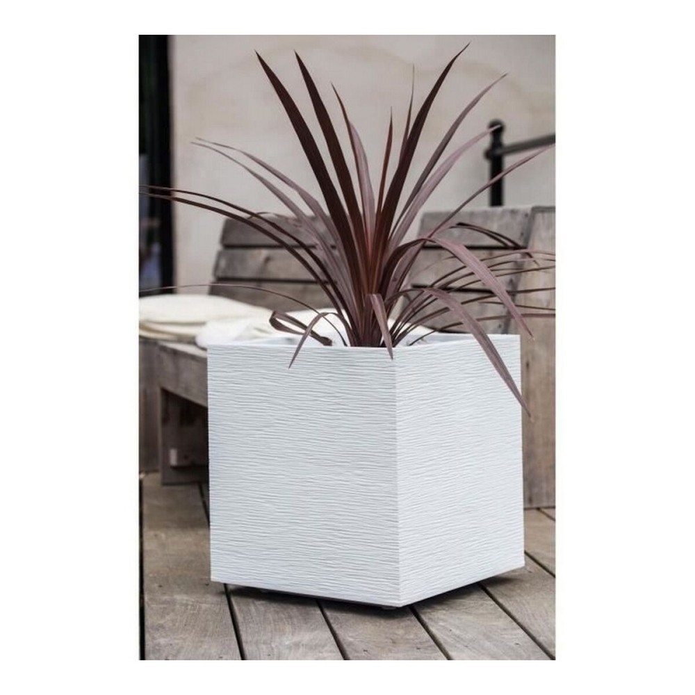 Plant pot EDA Graphit White Plastic Squared 39 x 39 x 43 cm