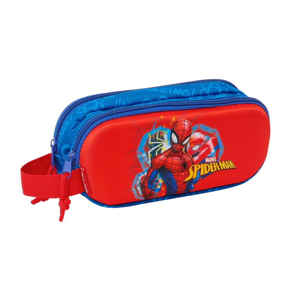 Zweifaches Mehrzweck-Etui Spider-Man Rot Marineblau 21 x 8 x 6 cm 3D