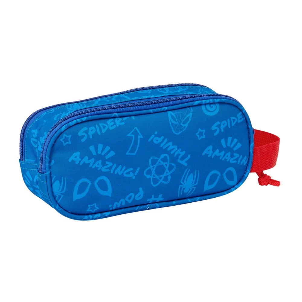 Trousse Fourre-Tout Double Spider-Man Rouge Blue marine 21 x 8 x 6 cm 3D