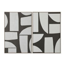 Painting Home ESPRIT White Green Beige Dark grey polystyrene Canvas Abstract Urban (2 Units)