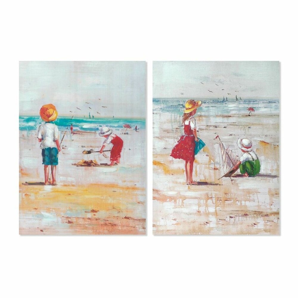 Cadre DKD Home Decor Plage Enfants (50 x 2,5 x 70 cm) (2 Unités)