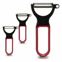 Set d'épluche-légumes CK98529 Noir Rouge Acier Caoutchouc polypropylène