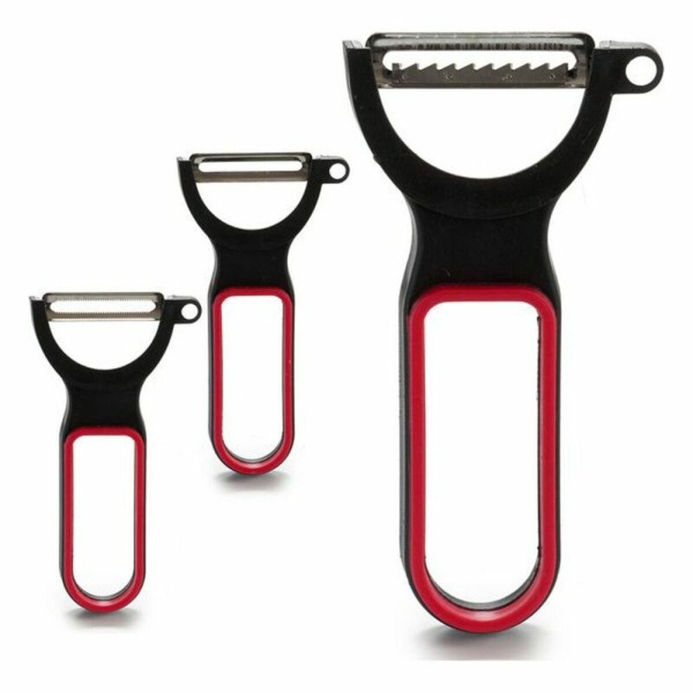 Set d'épluche-légumes CK98529 Noir Rouge Acier Caoutchouc polypropylène