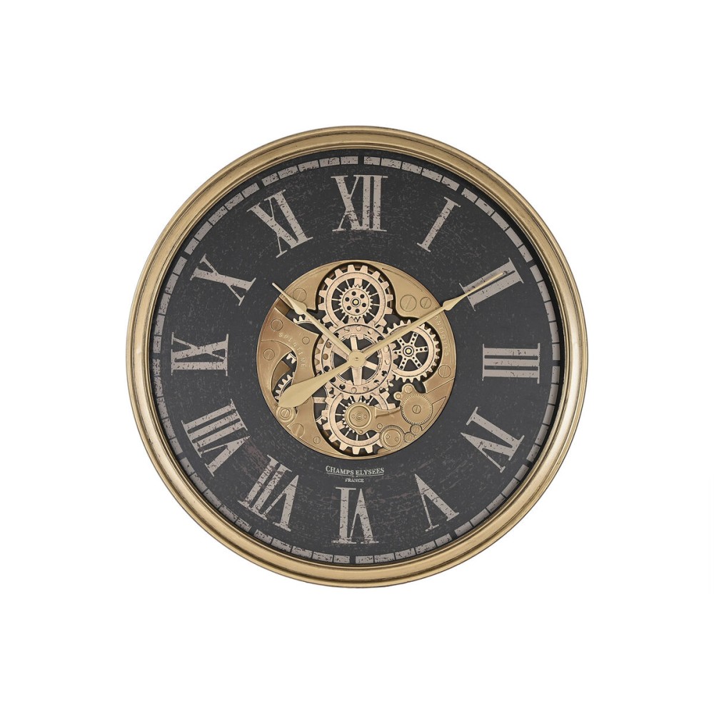 Wanduhr Home ESPRIT Schwarz Gold Kristall Eisen 80 x 9,5 x 80 cm