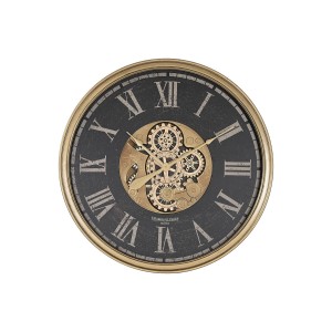 Wanduhr Home ESPRIT Schwarz Gold Kristall Eisen 80 x 9,5 x 80 cm