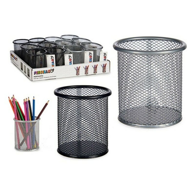 Rubbish bin Silver Black Metal 600 ml (9 x 9,7 x 9 cm)