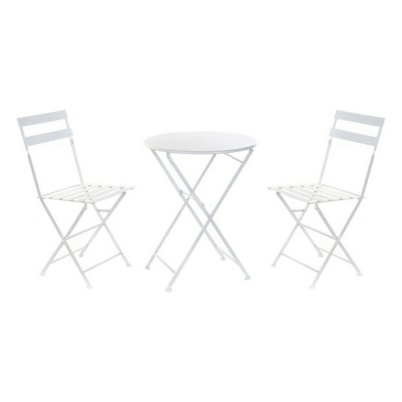 Ensemble Table + 2 Chaises DKD Home Decor Blanc 80 cm 60 x 60 x 70 cm (3 pcs)