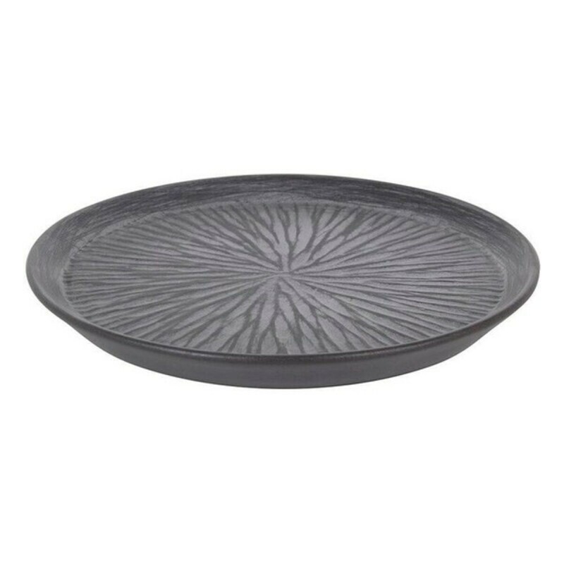 Flacher Teller Inde Stoneware Lotus Porzellan Schwarz