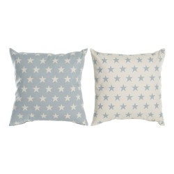 Cushion DKD Home Decor Blue 60 x 10 x 60 cm Stars White (2 Units)