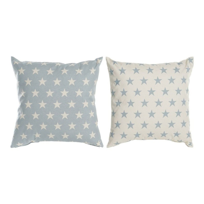 Cushion DKD Home Decor Blue 60 x 10 x 60 cm Stars White (2 Units)