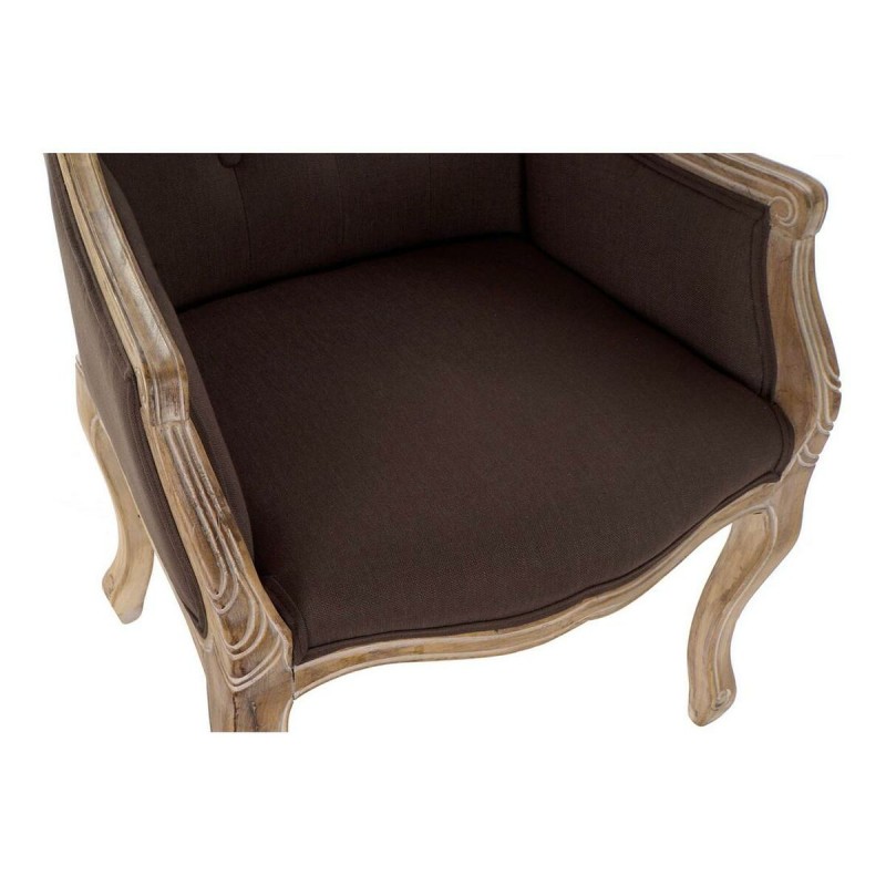 Armchair DKD Home Decor Brown Natural Dark brown Rubber wood 62 x 55 x 100 cm 63,5 x 49,5 x 102 cm