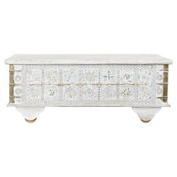 Side table DKD Home Decor MB-182010 White Golden Metal Mango wood 115 x 60 x 45 cm