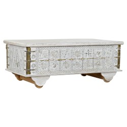 Side table DKD Home Decor MB-182010 White Golden Metal Mango wood 115 x 60 x 45 cm