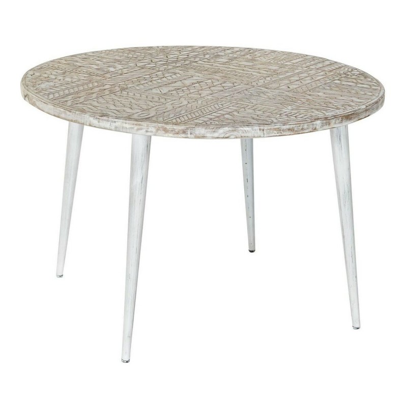 Table d'appoint DKD Home Decor 8424001820115 75 x 75 x 50 cm Doré Métal Blanc Bois de manguier (75 x 75 x 50 cm)