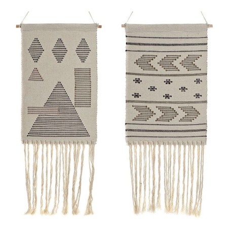 Hanging decoration DKD Home Decor Ethnic Black Cream Geometric Boho 46 x 1 x 64 cm (2 Units)