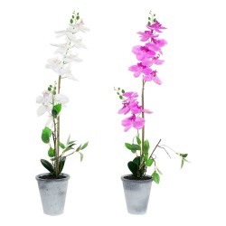 Decorative Plant DKD Home Decor Stoneware Orchid 21 x 21 x 82 cm (2 Units) (12 Units)