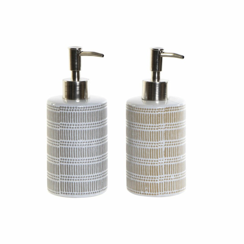 Soap Dispenser DKD Home Decor 7,2 x 8 x 18 cm Grey ABS Stoneware Boho (2 Units)