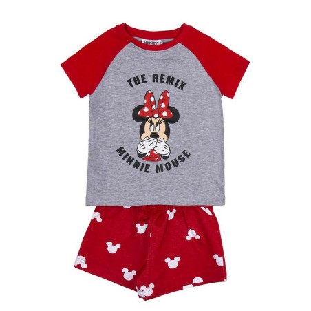 Pyjama D'Été Minnie Mouse Rouge Gris