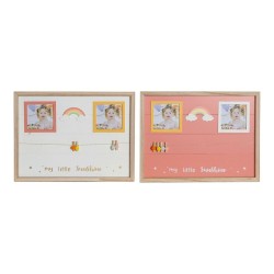 Cadre Photos avec Pinces DKD Home Decor Bois MDF Enfant Arc-en-ciel 42 x 2 x 32 cm (2 Unités)