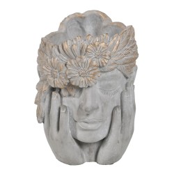 Cache-pot Gris Ciment Visage 22 x 17 x 24 cm