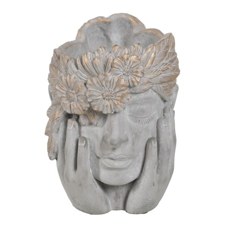 Cache-pot Gris Ciment Visage 22 x 17 x 24 cm