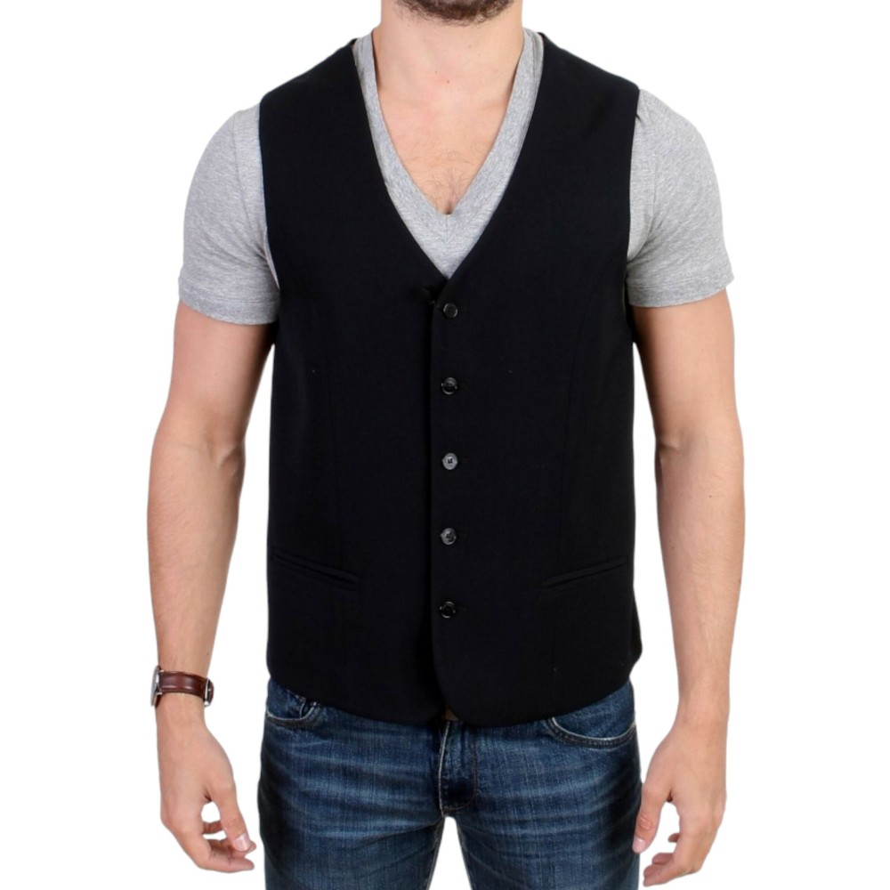 Costume National Elegante Schwarze Wollmischung Casual Weste