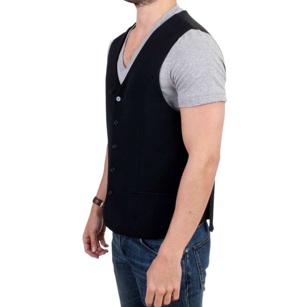 Costume National Elegante Schwarze Wollmischung Casual Weste