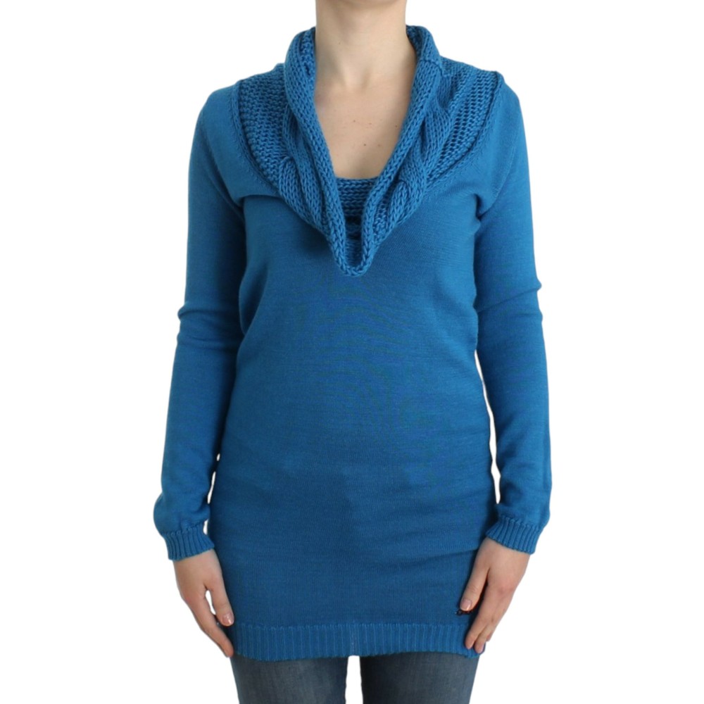 Costume National Schicker blauer Strickpullover mit Rundhalsausschnitt