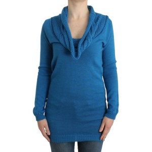 Costume National Schicker blauer Strickpullover mit Rundhalsausschnitt