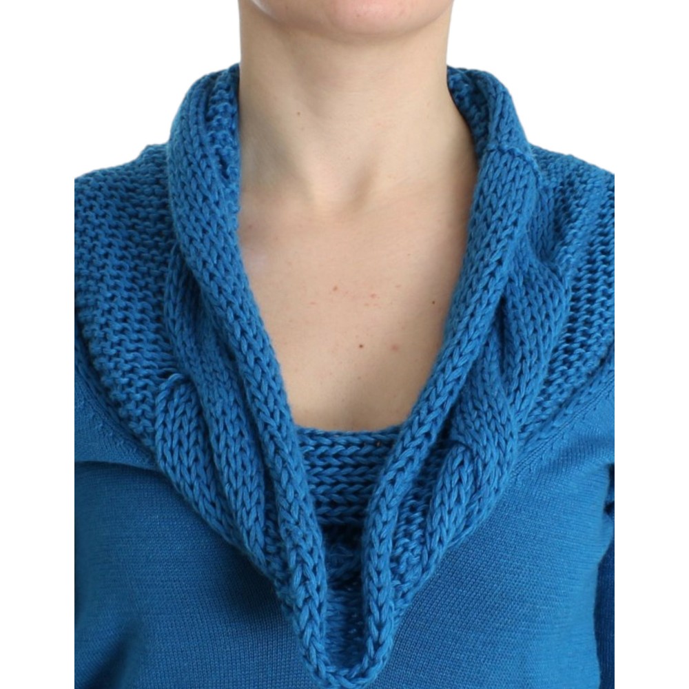 Costume National Schicker blauer Strickpullover mit Rundhalsausschnitt