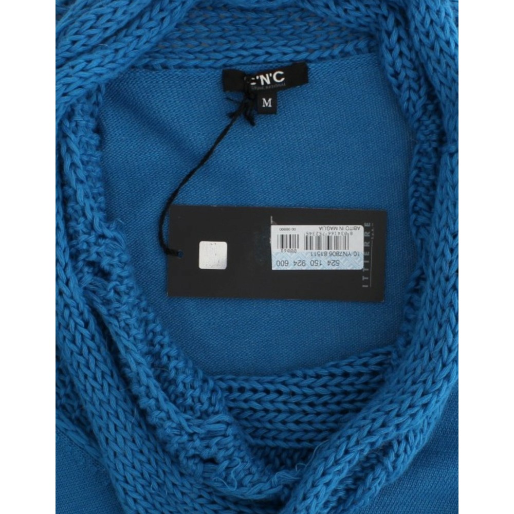 Costume National Schicker blauer Strickpullover mit Rundhalsausschnitt