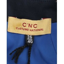 Costume National Schickes blaues knielanges Kleid mit V-Ausschnitt