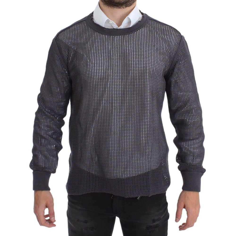 Dolce & Gabbana Eleganter Netzpullover mit Rundhalsausschnitt in Hellviolett
