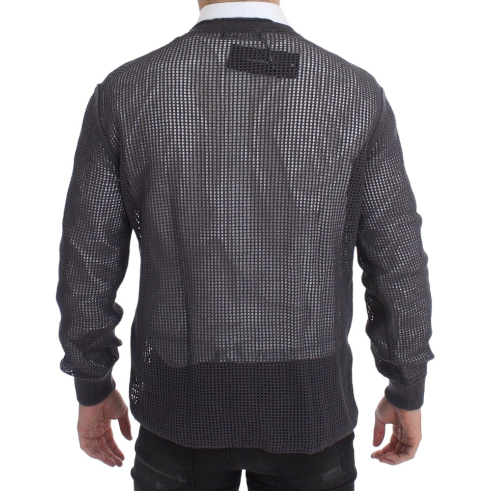 Dolce & Gabbana Eleganter Netzpullover mit Rundhalsausschnitt in Hellviolett