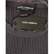 Dolce & Gabbana Eleganter Netzpullover mit Rundhalsausschnitt in Hellviolett