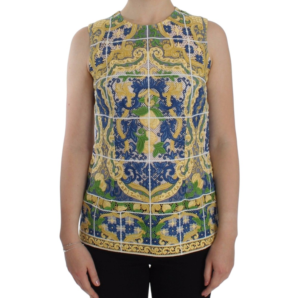 Dolce & Gabbana Majolika bestickte ärmellose Eleganz
