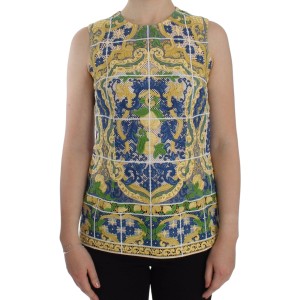 Dolce & Gabbana Majolika bestickte ärmellose Eleganz