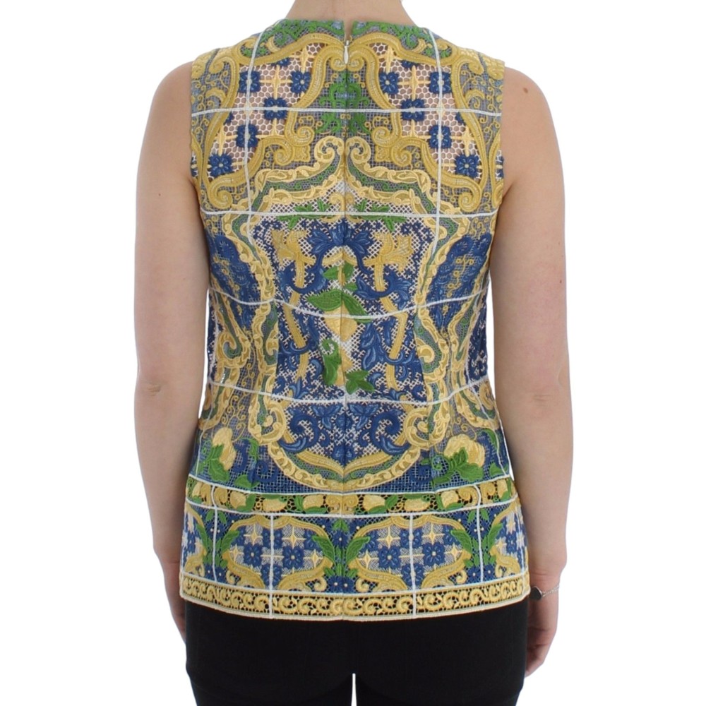 Dolce & Gabbana Majolika bestickte ärmellose Eleganz