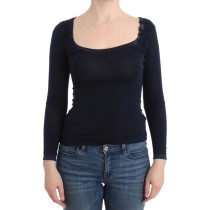 Ermanno Scervino Elegantes blaues langärmeliges Spitzentop