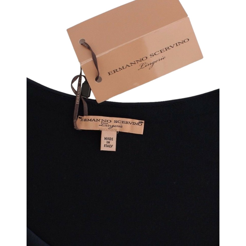 Ermanno Scervino Elegantes blaues langärmeliges Spitzentop