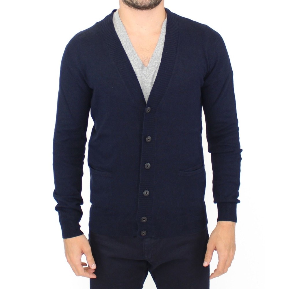 Ermanno Scervino Schicke blaue Strickjacke aus Wollmischung