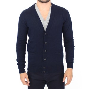 Ermanno Scervino Schicke blaue Strickjacke aus Wollmischung
