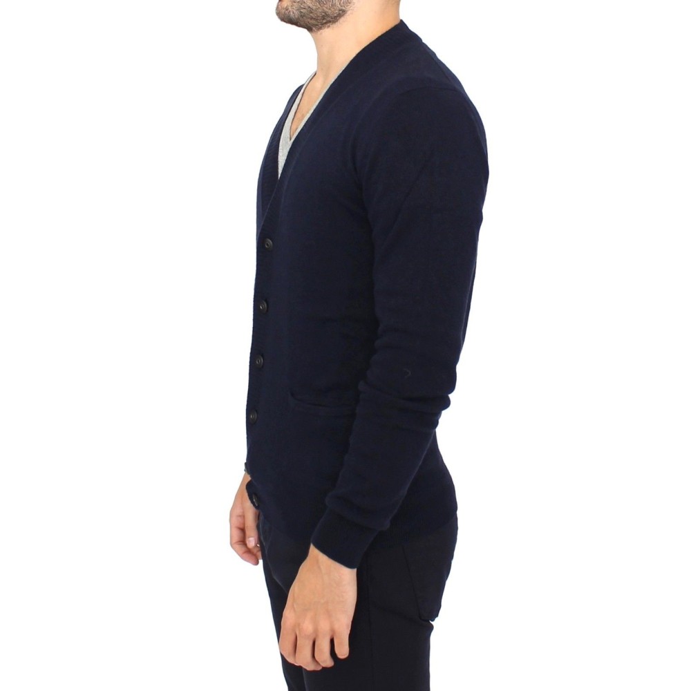 Ermanno Scervino Schicke blaue Strickjacke aus Wollmischung
