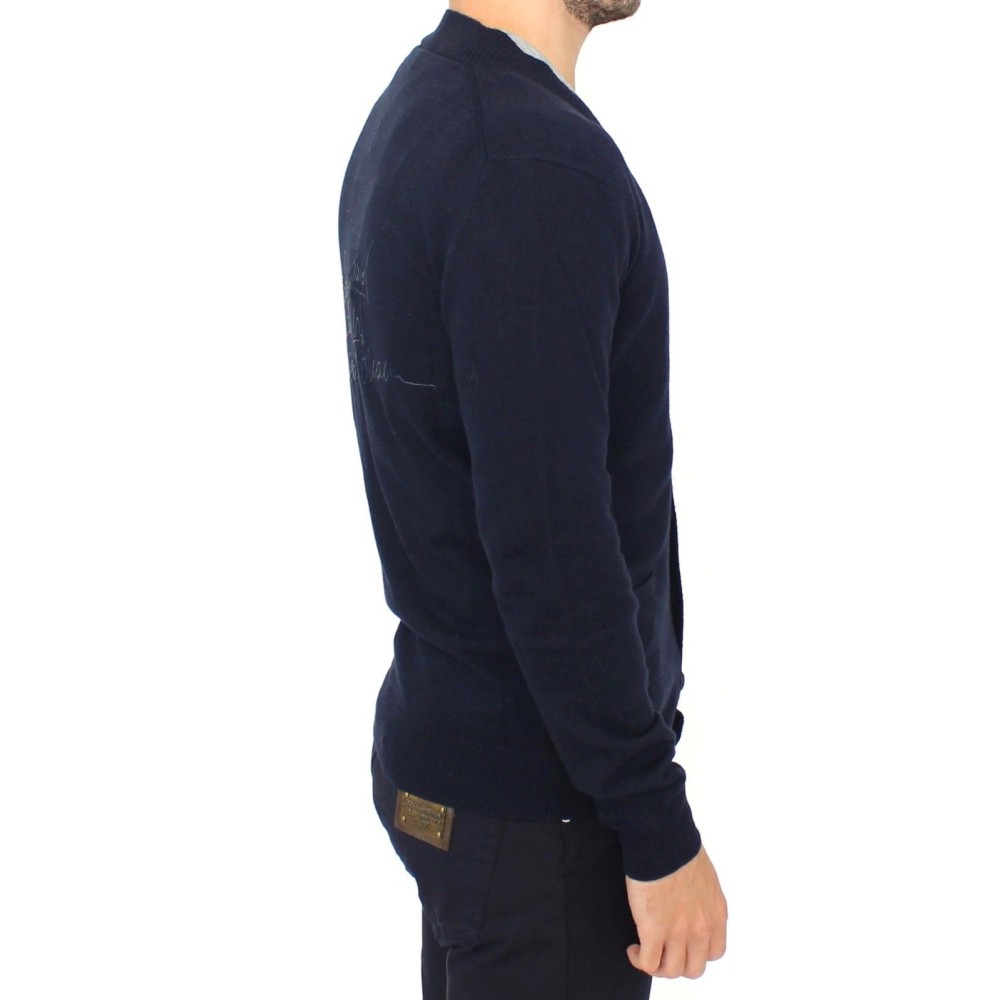 Ermanno Scervino Schicke blaue Strickjacke aus Wollmischung