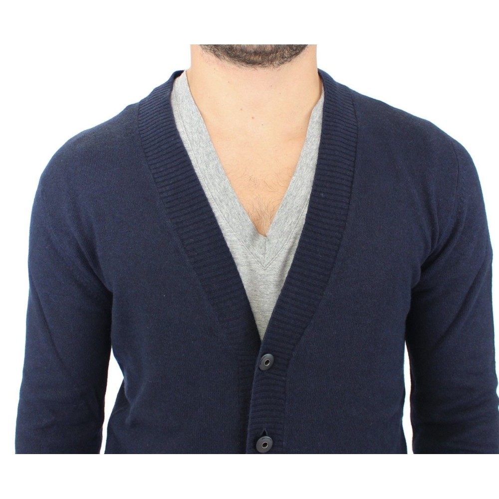 Ermanno Scervino Schicke blaue Strickjacke aus Wollmischung