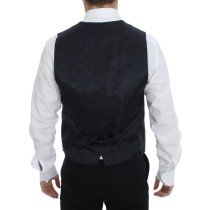 Dolce & Gabbana Elegantes Graues gestreiftes Woll-Seiden-Kleid Vest