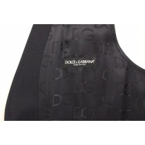 Dolce & Gabbana Elegantes Graues gestreiftes Woll-Seiden-Kleid Vest