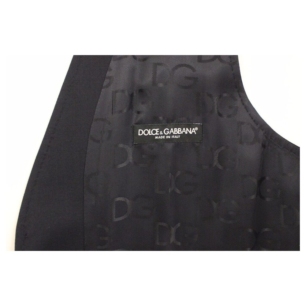 Dolce & Gabbana Elegantes Graues gestreiftes Woll-Seiden-Kleid Vest